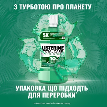 Ополіскувач для ротової порожнини Listerine Total Care Захист зубів та ясен, 500 мл - Pampik - 9