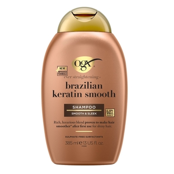Шампунь OGX Brazilian Keratin Smooth Розгладжуючий для зміцнення волосся, 385 мл - Pampik