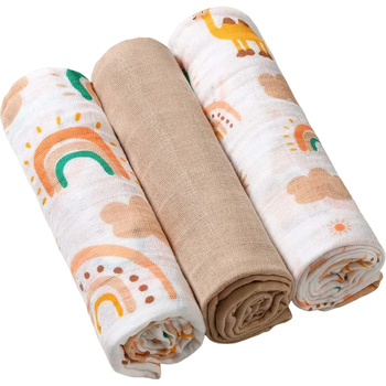 Багаторазова пелюшка BabyOno, муслін, 70х70 см, кремовий, 3 шт. (348/08) - Pampik