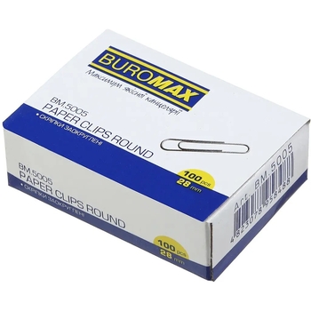 Скріпки нікельовані Buromax, 28 мм, 100 шт. (BM.5005) - Pampik