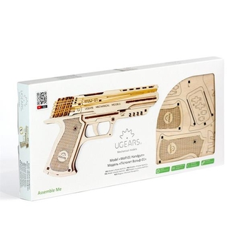 Деревянный механический 3D конструктор Ugears Пистолет Вольф-01 (70047) - Pampik - 11