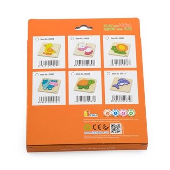 Дерев'яний міні-пазл Viga Toys Рибка, 3 елементи (59934) - Pampik - 3