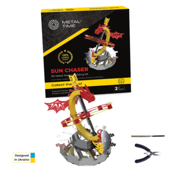 Колекційна модель-конструктор Metal Time Sun Chaser Dragon Stand Clock Сонячний годинник (MT025) - Pampik - 6