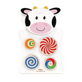 Бізіборд Viga Toys Корівка з колами (50677FSC) - Pampik