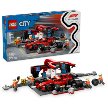 Конструктор LEGO City Піт-стоп і піт-екіпаж F1 з болідом Ferrari 322 деталі (60443) - Pampik - 2