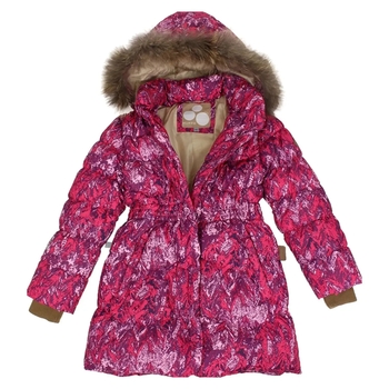 Пальто-пуховик Huppa Grace, р.122, фуксия с принтом (17930055-73263-122) - Pampik - 4