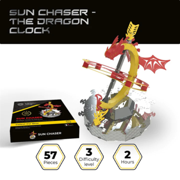 Колекційна модель-конструктор Metal Time Sun Chaser Dragon Stand Clock Сонячний годинник (MT025) - Pampik - 5