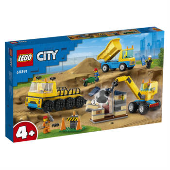 Конструктор LEGO City Construction Будівельні вантажівки та кулястий таран 235 деталей (60391) - Pampik