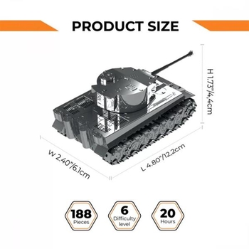 Колекційна модель-конструктор Metal Time Ponderous Panzer Heavy Tank Важкий танк Тигр (MT020) - Pampik - 7