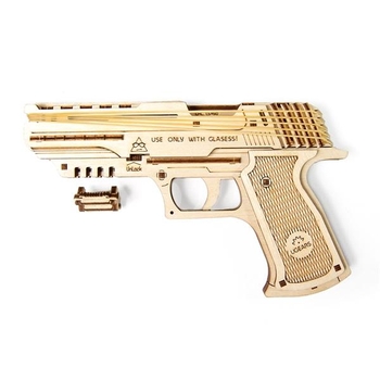 Деревянный механический 3D конструктор Ugears Пистолет Вольф-01 (70047) - Pampik - 3