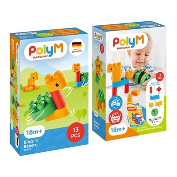 Конструктор PolyM Птицы и зверьки, 13 деталей (760002) - Pampik