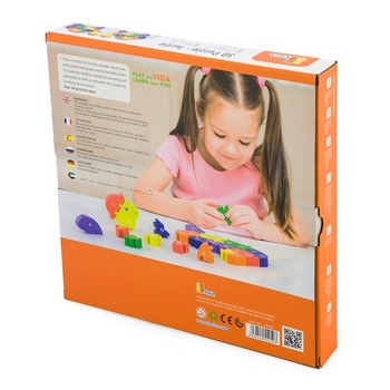Деревянный пазл Viga Toys Черепаха по буквам и числам (55250) - Pampik - 5