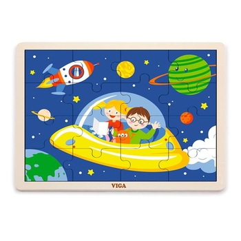 Деревянный пазл Viga Toys В космосе, 16 эл. (51457) - Pampik