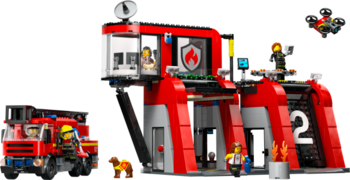 Конструктор LEGO City Пожежне депо з пожежною машиною 843 деталі (60414) - Pampik - 2