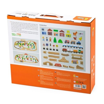 Іграшкова залізниця Viga Toys дерев'яна 90 ел. (50998) - Pampik - 6
