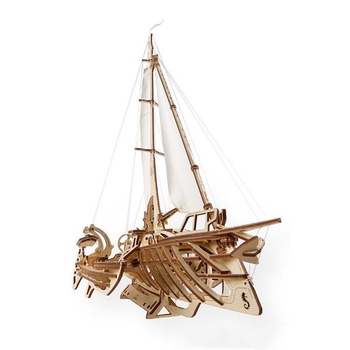 Дерев'яний механічний 3D конструктор Ugears Тримаран Меріхобус (70059) - Pampik - 7