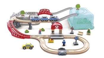 Игрушечная железная дорога Hape в контейнере Город 48 эл. (E3771) - Pampik - 7