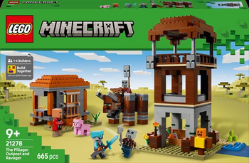 Конструктор LEGO Minecraft Аванпост розбійників і спустошувач, 665 деталей (21278) - Pampik