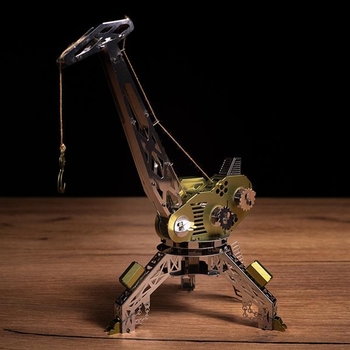 Колекційна модель-конструктор Metal Time Mighty Machine Портовий кран механічний, двоколірний (MT055) - Pampik - 3