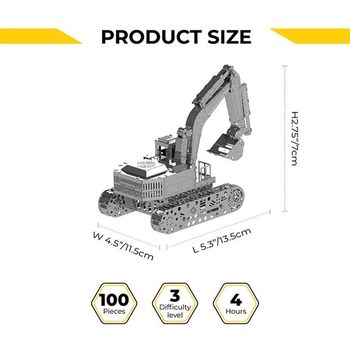 Колекційна модель-конструктор Metal Time Tireless Digger Екскаватор механічний, 100 деталей (MT043) - Pampik - 10