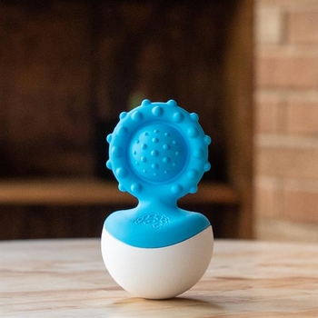 Прорізувач-неваляшка Fat Brain Toys dimpl wobl, блакитний (FA217-4) - Pampik - 3