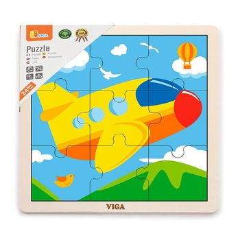 Деревянный пазл Viga Toys Самолет, 9 эл. (51447) - Pampik - 2
