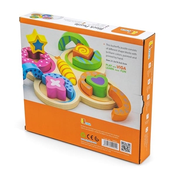 Деревянный пазл-сортер Viga Toys Бабочка (59924) - Pampik - 3