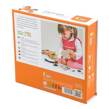 Деревянная шнуровка Viga Toys Фермерские зверьки (51325) - Pampik - 3