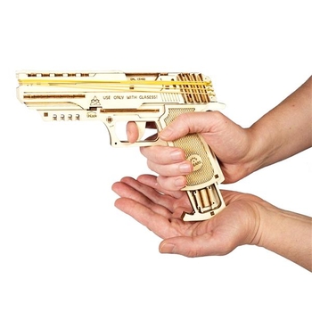 Деревянный механический 3D конструктор Ugears Пистолет Вольф-01 (70047) - Pampik - 8