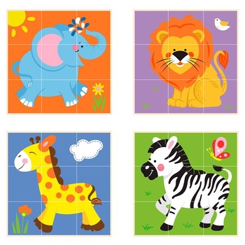 Деревянные кубики Viga Toys Башня со зверьками (50834) - Pampik - 3