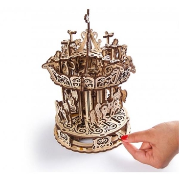 Деревянный механический 3D конструктор Ugears Карусель (70129) - Pampik - 3