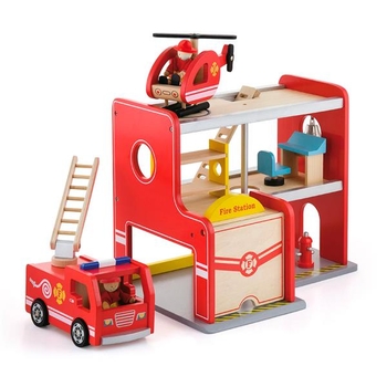 Деревянный игровой набор Viga Toys Пожарная станция (50828) - Pampik - 3