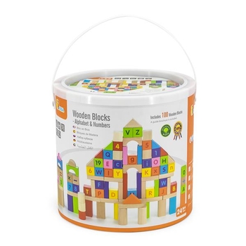 Деревянные кубики Viga Toys Алфавит и числа 100 шт., 3 см (50288) - Pampik - 2