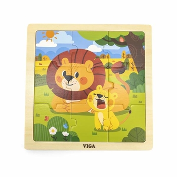 Деревянный пазл Viga Toys Львы, 9 элементов (44627) - Pampik