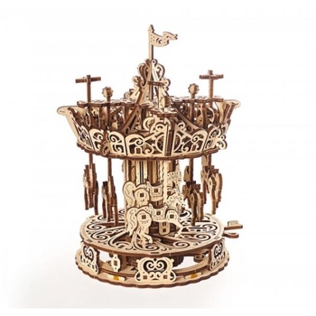 Деревянный механический 3D конструктор Ugears Карусель (70129) - Pampik - 2