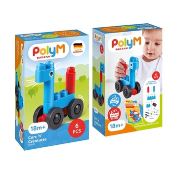 Конструктор PolyM Машинки и зверьки, 6 деталей (760001) - Pampik