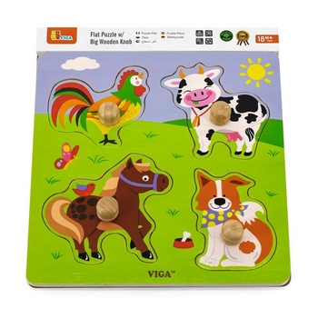 Дерев'яна рамка-вкладиш Viga Toys Звірята на фермі (50839) - Pampik