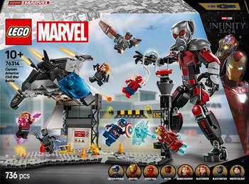 Конструктор LEGO Super Heroes Перший месник Протистояння Пригодницька битва, 736 деталей (76314) - Pampik