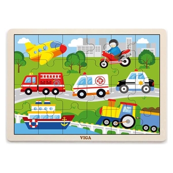 Деревянный пазл Viga Toys Транспорт 24 эл. (51462) - Pampik