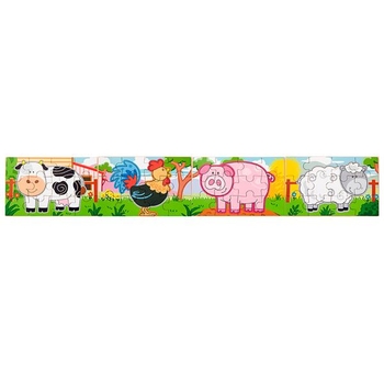 Дерев'яний пазл Viga Toys Ферма 4 в 1, 48 елементів (50069) - Pampik