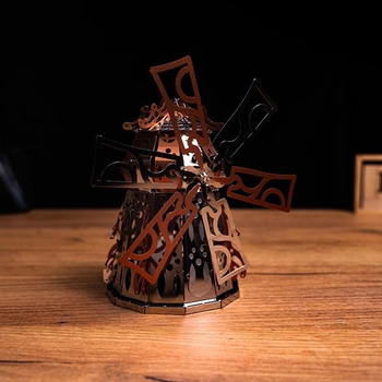 Колекційна модель-конструктор Metal Time Mysterious Mill Млин, електронний, двоколірний, 52 деталі (MT054) - Pampik - 2