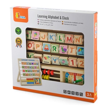 Деревянная игра Viga Toys Английский алфавит с часами и счетом (50033) - Pampik - 2