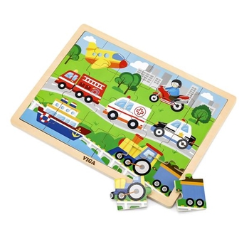 Деревянный пазл Viga Toys Транспорт 24 эл. (51462) - Pampik - 2
