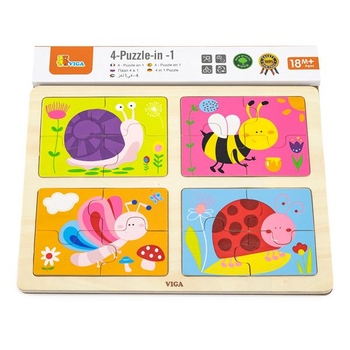 Набор деревянных пазлов Viga Toys Насекомые 4 в 1 (50189) - Pampik