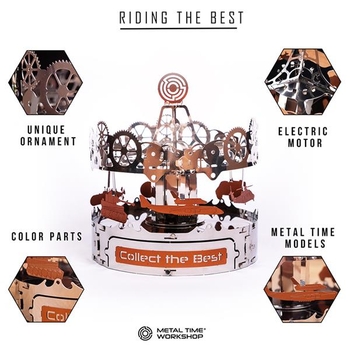 Колекційна модель-конструктор Metal Time Riding the Best Карусель механічна (MT042) - Pampik - 4