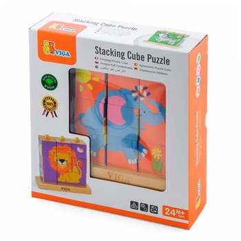Деревянные кубики Viga Toys Башня со зверьками (50834) - Pampik - 2