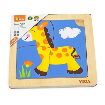 Деревянный мини-пазл Viga Toys Жираф, 4 элемента (51319) - Pampik