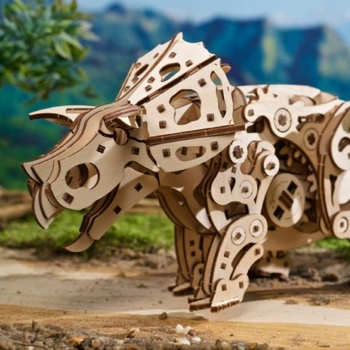 Деревянный механический 3D конструктор Ugears Трицератопс (70211) - Pampik - 9