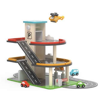 Деревянный паркинг Viga Toys с АЗС (44509) - Pampik - 3
