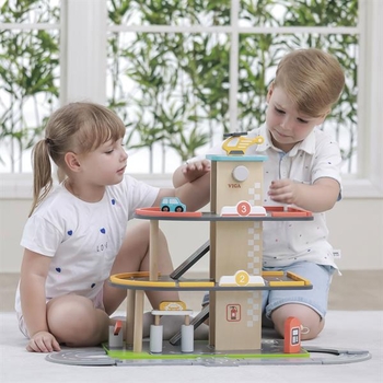 Деревянный паркинг Viga Toys с АЗС (44509) - Pampik - 5